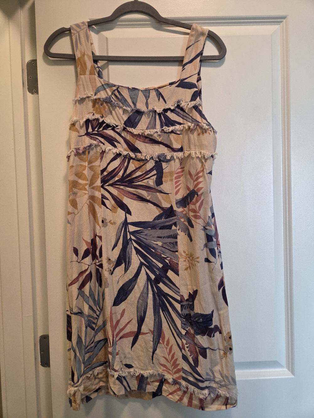 FATE Floral Linen Blend Ruffle Midi Dress Size M